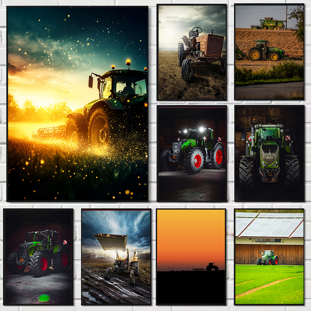 Farming Agriculture Pictures - Abstract Art Tractor Working in Golden