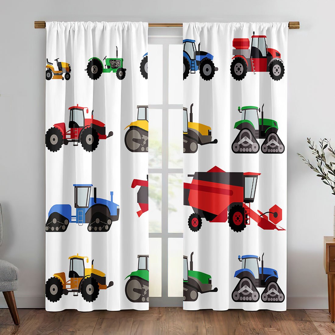Cartoon Tractor Curtain Colorf - Agriculture Farming Vehicles ulasan dan harga